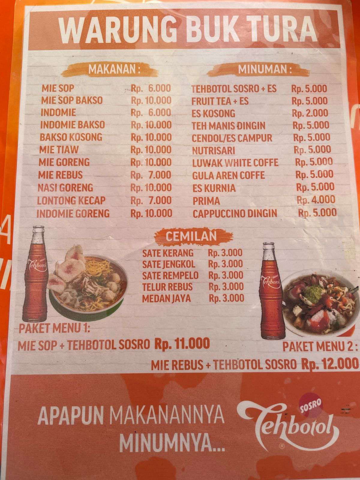 Menu andalan Warung Buk Tura dengan Harga Terjangkau